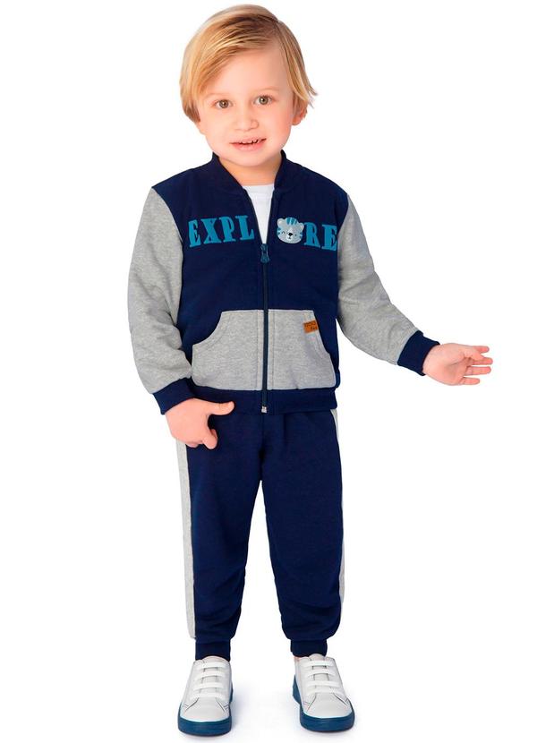 Vista 2 Conjunto Infantil Jaqueta e Calça Moletom Azul Ddk Ddk