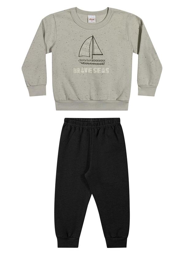 Conjunto Infantil Menino Barco Bordado Cinza