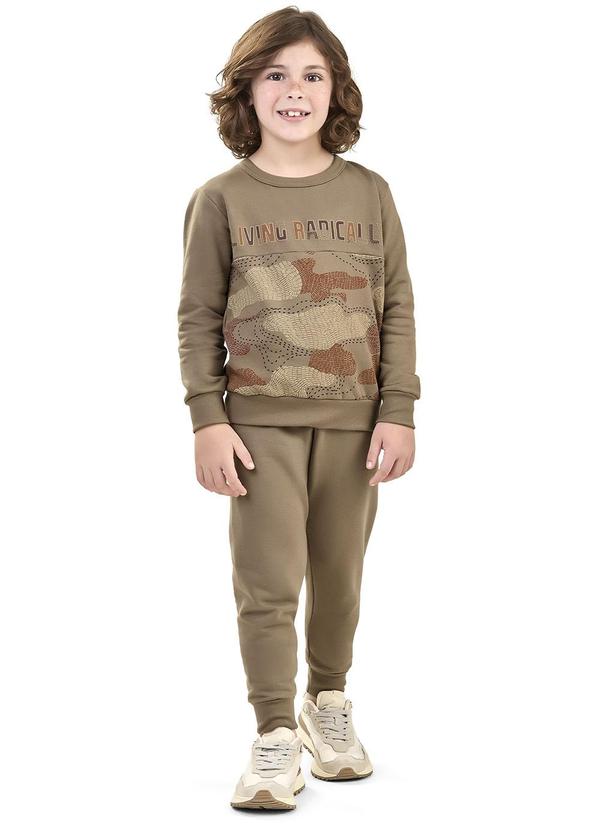 Vista 2 Conjunto Infantil Menino Blusão Camuflado Marrom Elian Elian