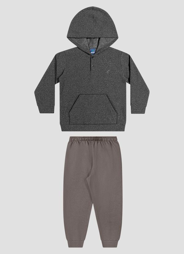 Conjunto Infantil Menino Blusão e Calça em Moletom Cinza