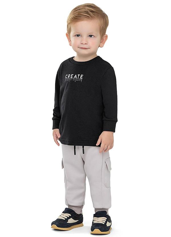 Conjunto Infantil Menino Bolsos Cargo Preto