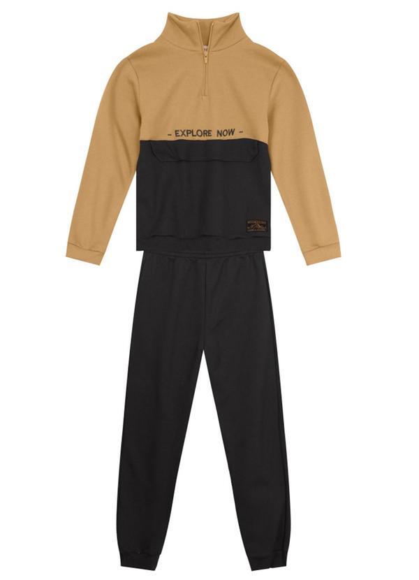 Vista 2 Conjunto Infantil Menino Bordado Marrom Brandili Brandili
