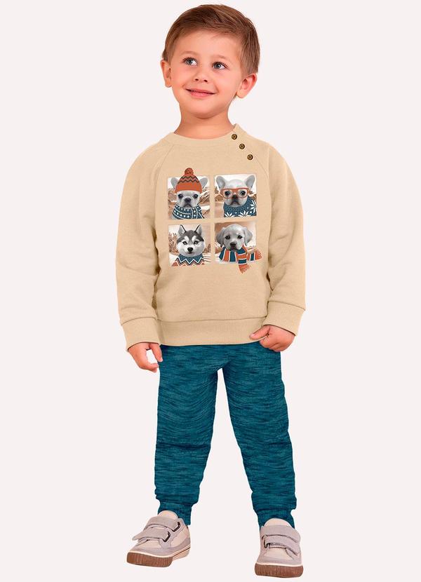 Conjunto Infantil Menino Cachorrinhos Bege