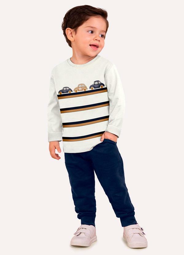 Conjunto Infantil Menino Carrinhos Bege