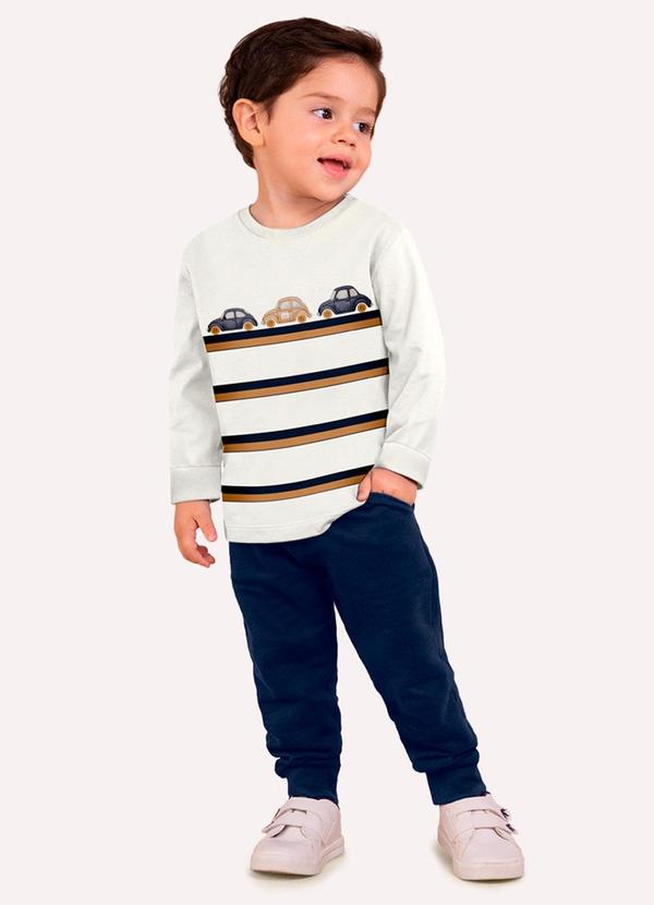 Conjunto Infantil Menino Carrinhos Bege