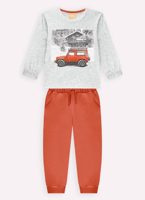 Vista 2 Conjunto Infantil Menino Carro Cinza Milon Milon
