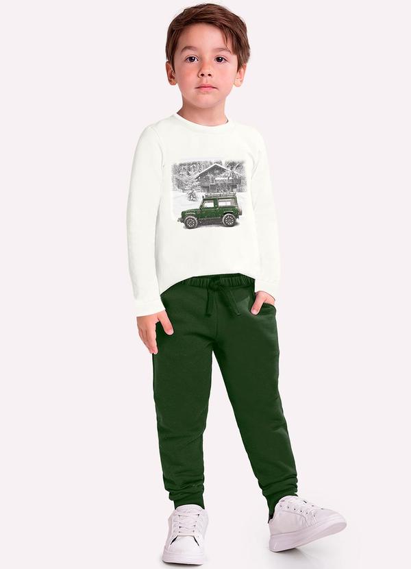 Vista 2 Conjunto Infantil Menino Carro Off White Milon Milon