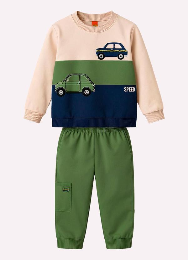 Conjunto Infantil Menino Carros Bege