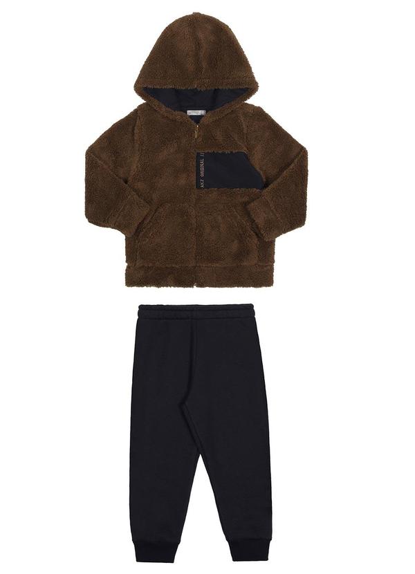 Vista 2 Conjunto Infantil Menino com Jaqueta Pelo Marrom Alakazoo Alakazoo