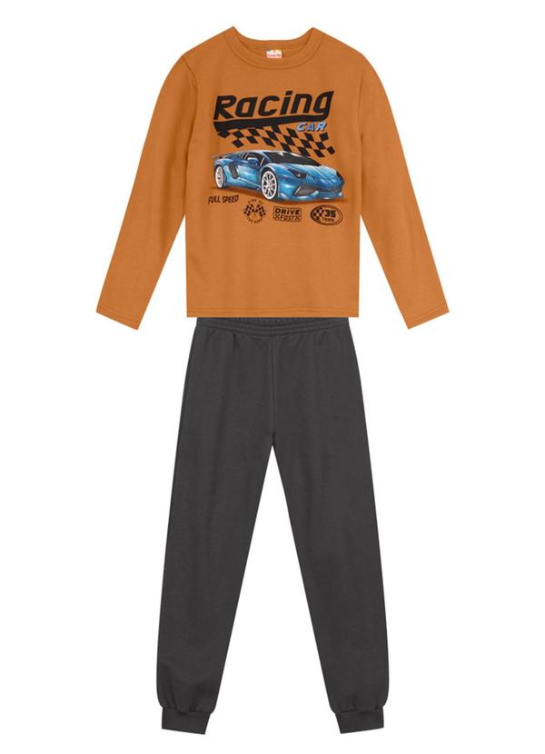 Vista 2 Conjunto Infantil Menino de Carro Marrom Brandili Brandili