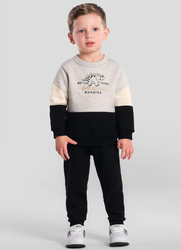 Conjunto Infantil Menino de Dinossauro Cinza