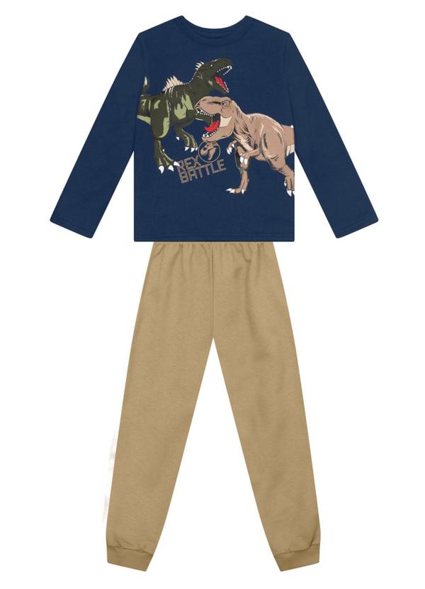 Conjunto Infantil Menino de Dinossauros Azul