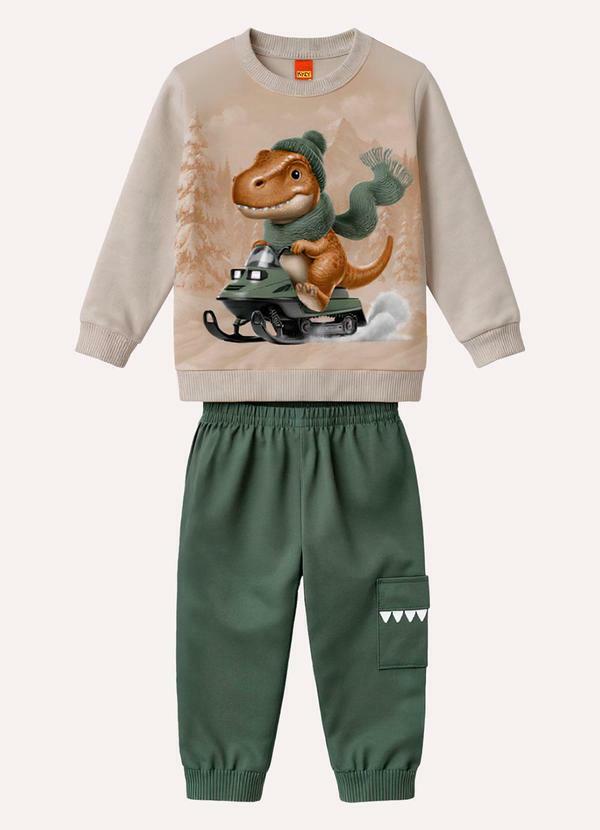 Conjunto Infantil Menino Dinossauro Bege
