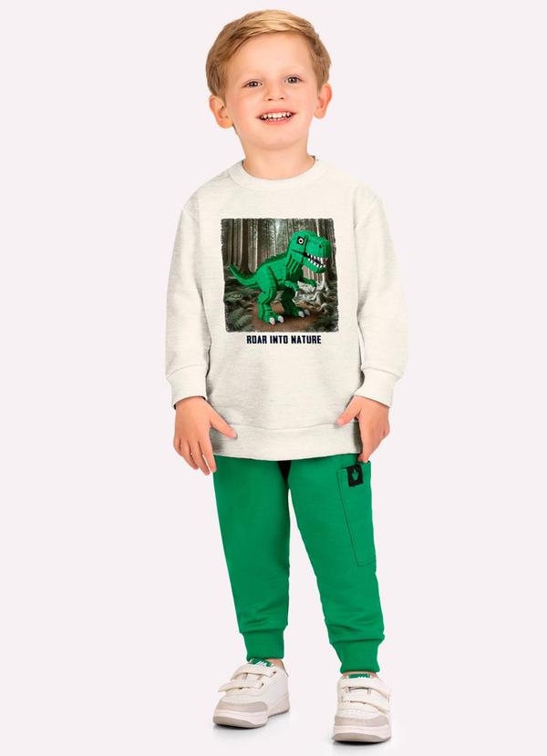 Conjunto Infantil Menino Dinossauro Cinza