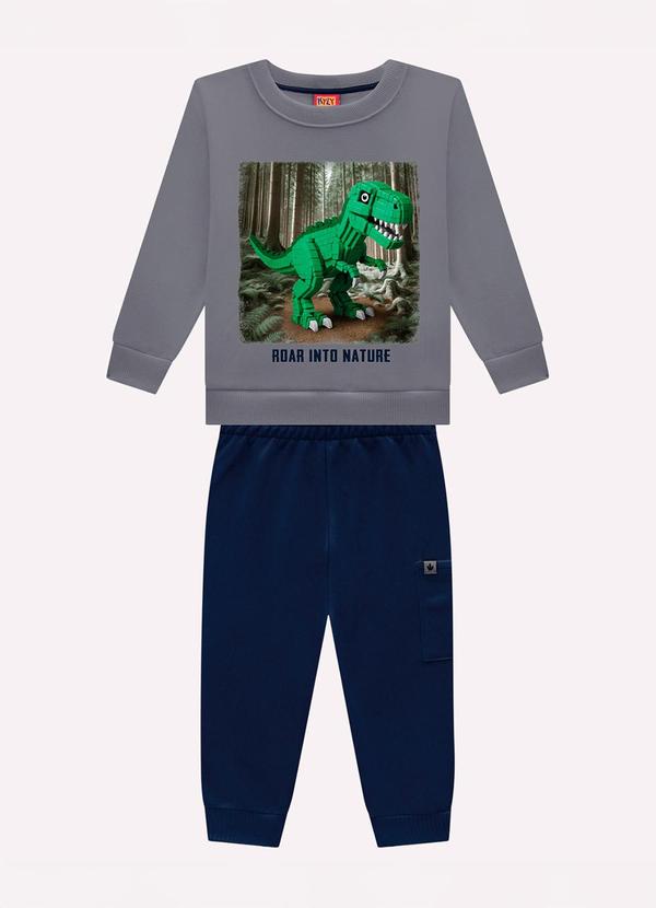 Conjunto Infantil Menino Dinossauro Cinza