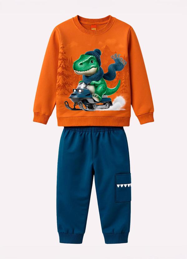 Conjunto Infantil Menino Dinossauro Laranja