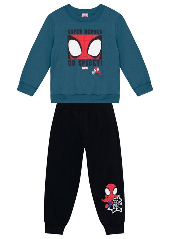 Conjunto Moletom Blusao e Calça Homem Aranha Petroleo