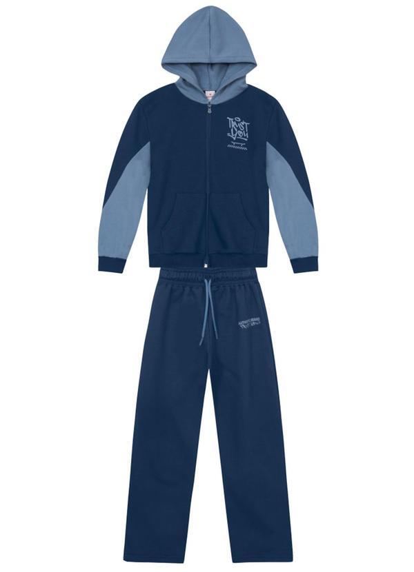 Vista 2 Conjunto Infantil Menino em Moletinho Azul Brandili Brandili