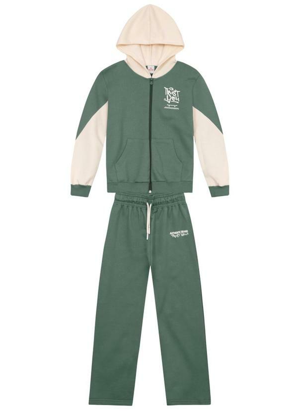 Vista 2 Conjunto Infantil Menino em Moletinho Verde Brandili Brandili