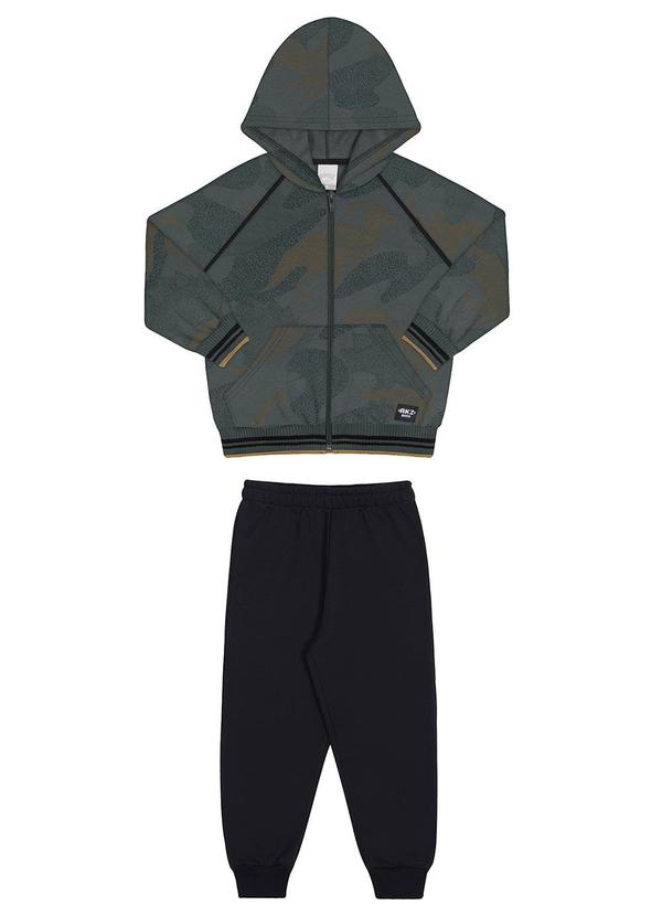 Vista 2 Conjunto Infantil Menino em Moletom Felpado Verde Alakazoo Alakazoo