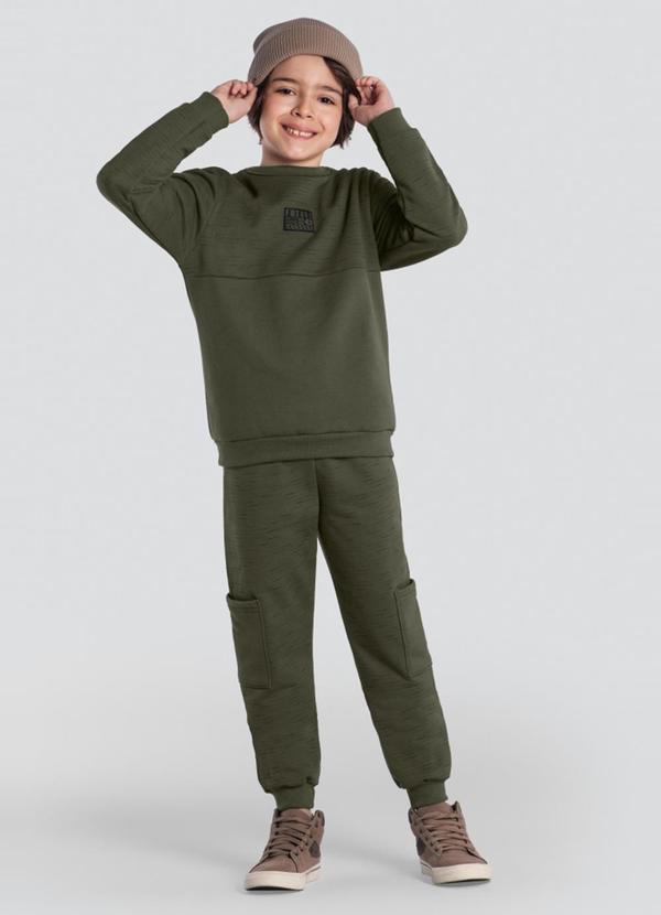 Vista 2 Conjunto Infantil Menino em Moletom Verde Brandili Brandili