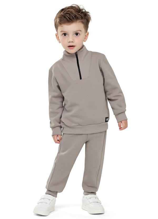 Conjunto Infantil Menino Gola com Zíper Cinza