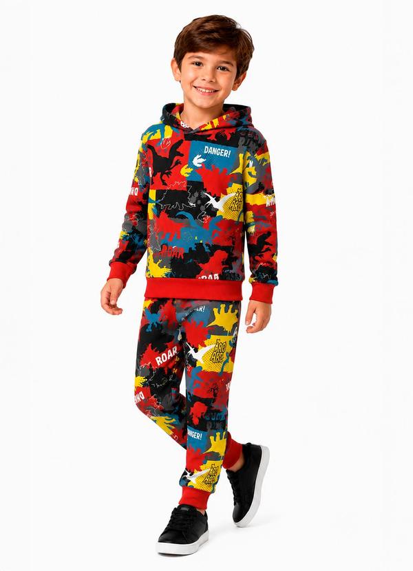 Conjunto Infantil Menino Inverno Dino Vermelho