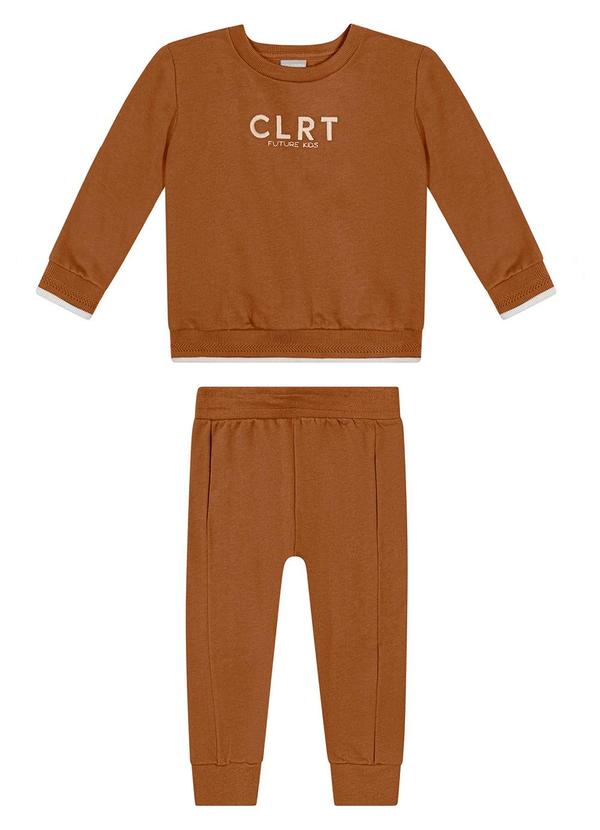 Conjunto Infantil Menino Moletom Bordado Marrom