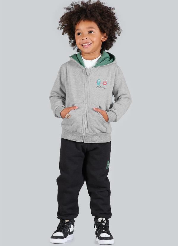 Vista 2 Conjunto Infantil Menino Moletom com Capuz Cinza Soft Bonni Soft Bonni