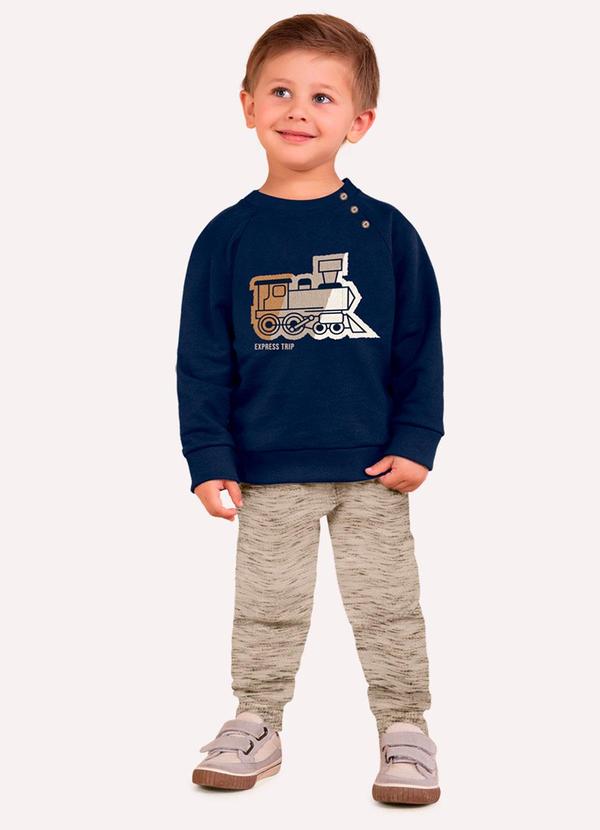 Conjunto Infantil Menino Trem Azul
