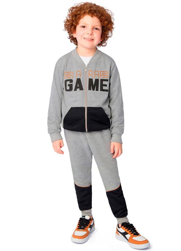 Vista 2 Conjunto Infantil Moletom com Bolso Cinza Ddk Ddk