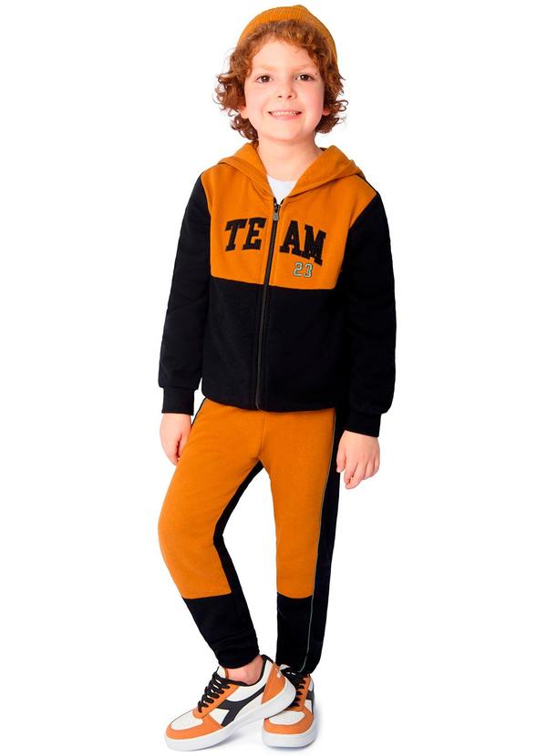 Vista 2 Conjunto Infantil Moletom com Capuz Amarelo Ddk Ddk