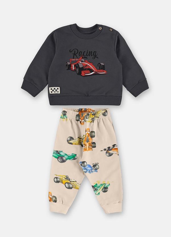Conjunto Infantil Racing Cinza