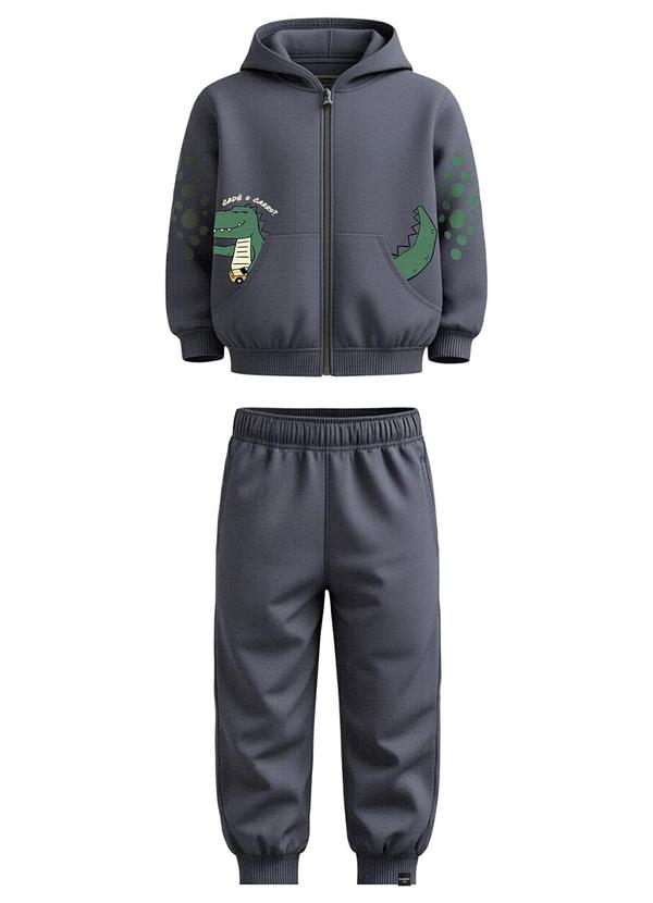 Conjunto Jacaré em Moletinho Cinza Escuro