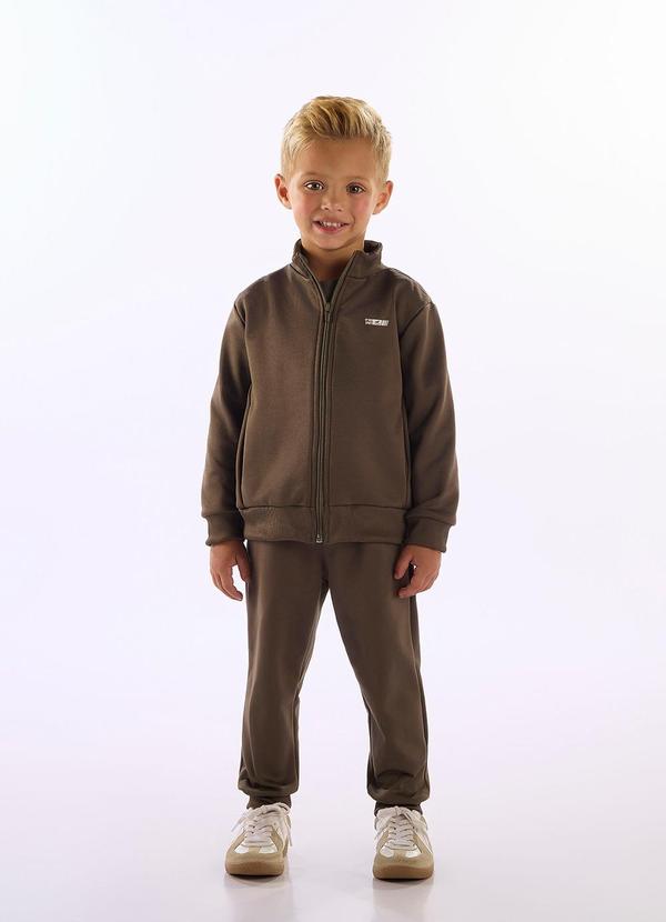 Conjunto Jaqueta Calça Fleece Marrom