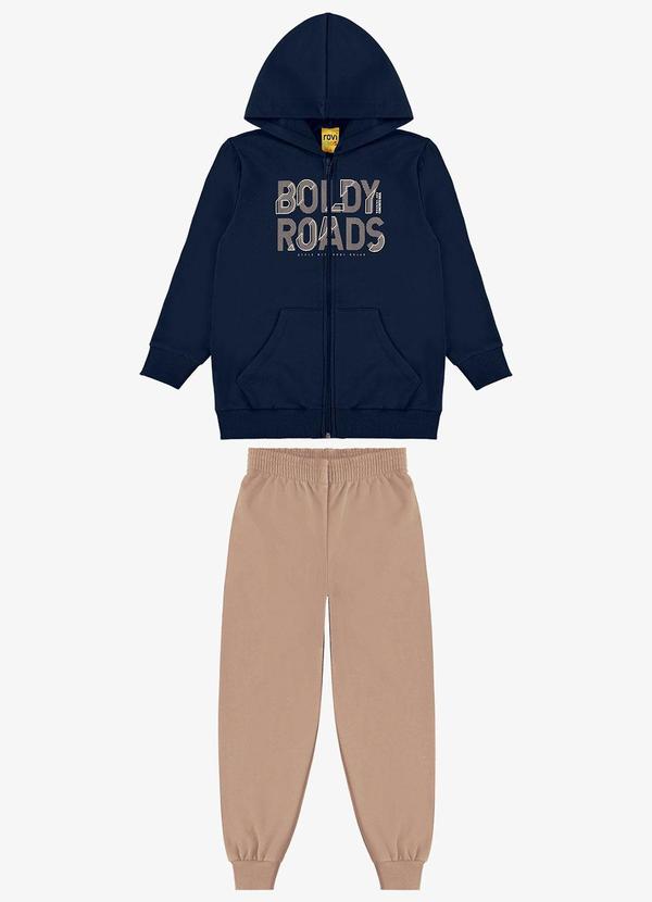 Conjunto Jaqueta Capuz e Calça Moletom Azul