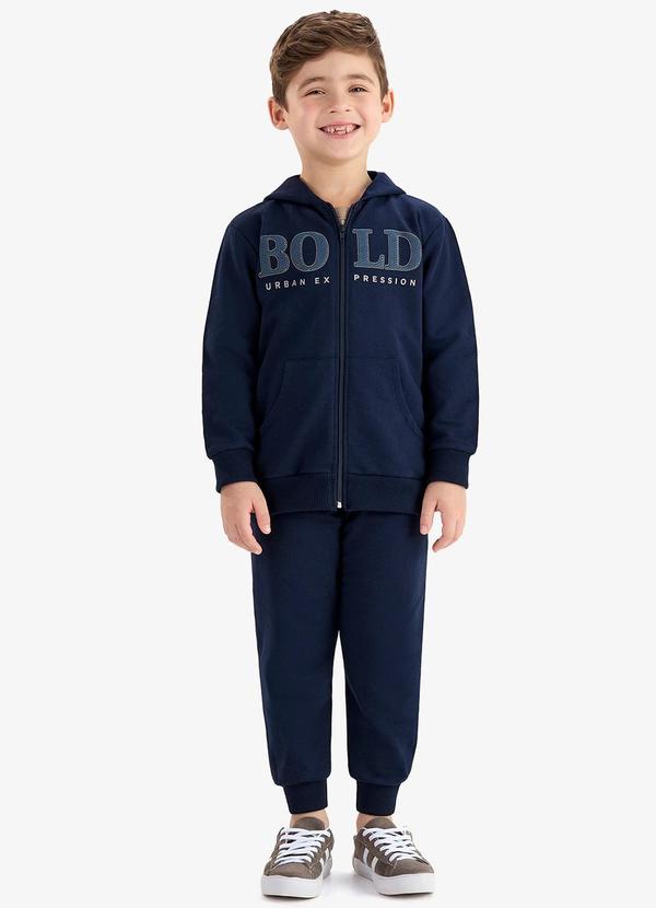 Conjunto Jaqueta Capuz e Calça Moletom Azul