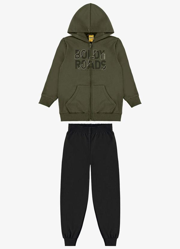Conjunto Jaqueta Capuz e Calça Moletom Verde