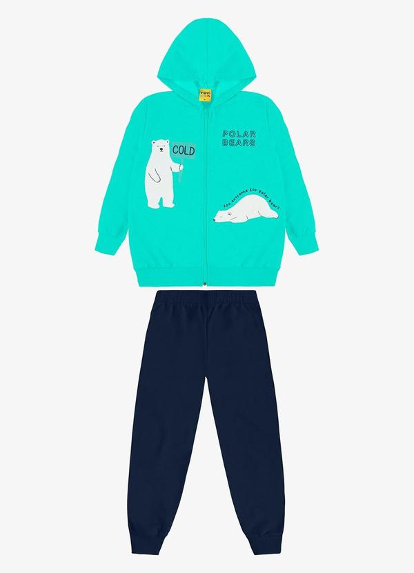 Conjunto Jaqueta Capuz e Calça Moletom Verde