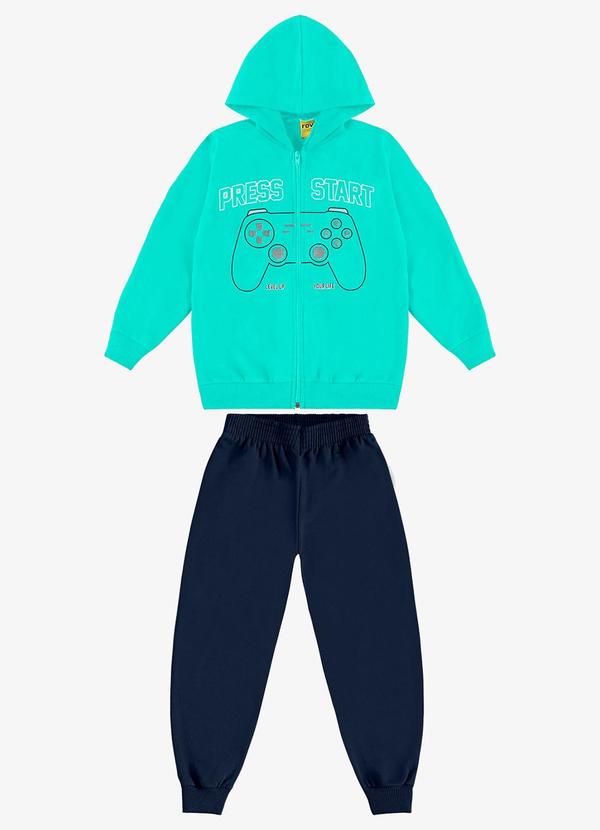 Conjunto Jaqueta Capuz e Calça Moletom Verde