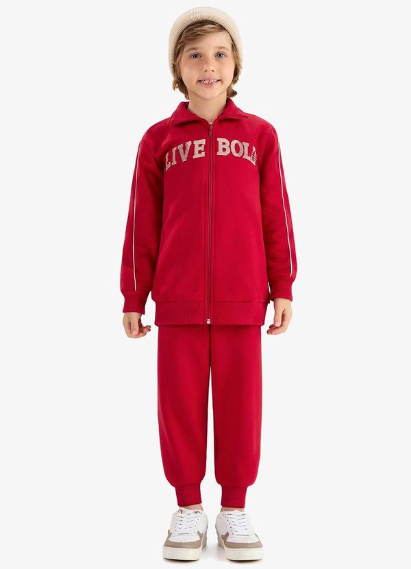 Conjunto Jaqueta com Calça Moletom Vermelho