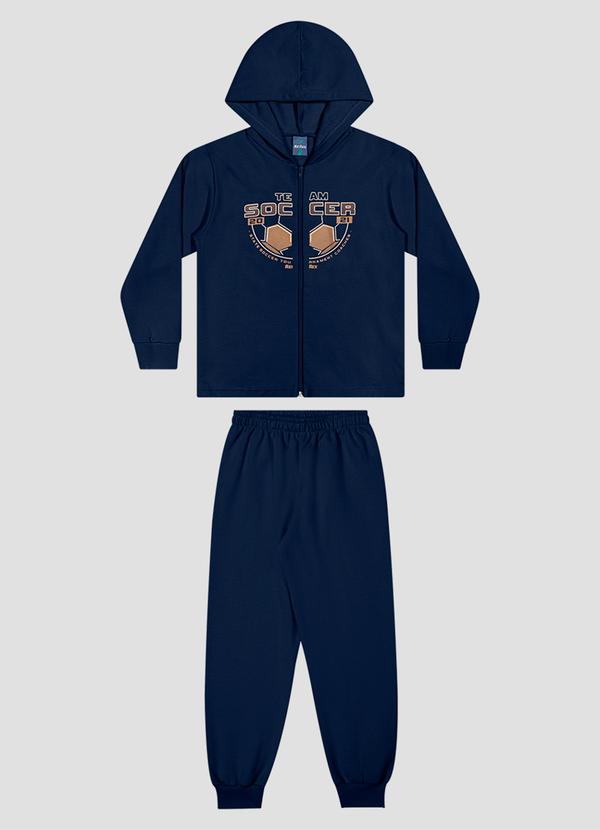 Conjunto Jaqueta com Capuz e Calça Azul