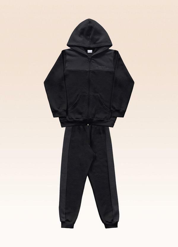 Conjunto Jaqueta com Capuz e Calça Preto