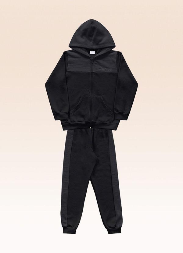 Conjunto Jaqueta com Capuz e Calça Preto