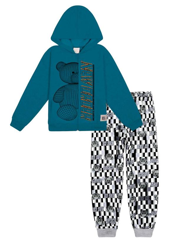 Vista 2 Conjunto Jaqueta e Calça Bear Azul Abrange Abrange