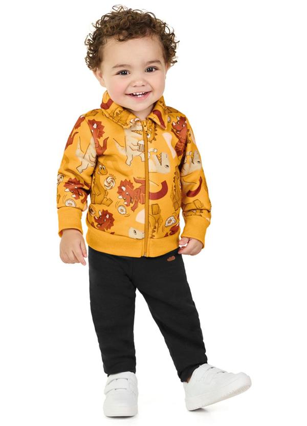 Conjunto Jaqueta e Calça em Moletom Amarelo