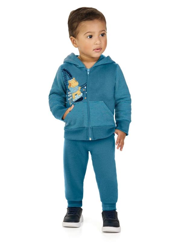 Conjunto Jaqueta e Calça em Moletom Azul