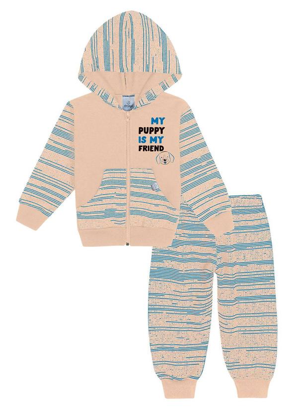 Conjunto Jaqueta e Calça Riscado Baby Bege