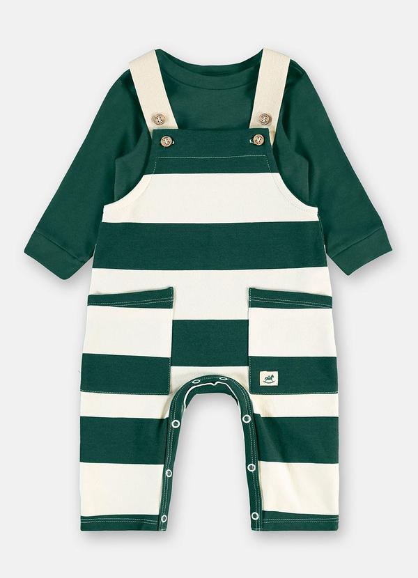 Conjunto Jardineira Body Suedine Verde
