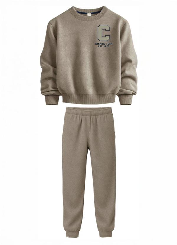 Conjunto Jogger Winning Team em Moletom Bege
